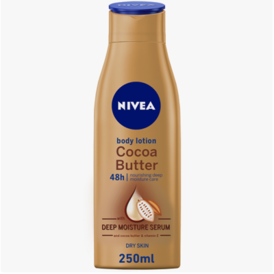 Nivea Cocoa Butter Body Lotion, Cocoa Butter, Vitamin E, For Dry Skin, 250ml