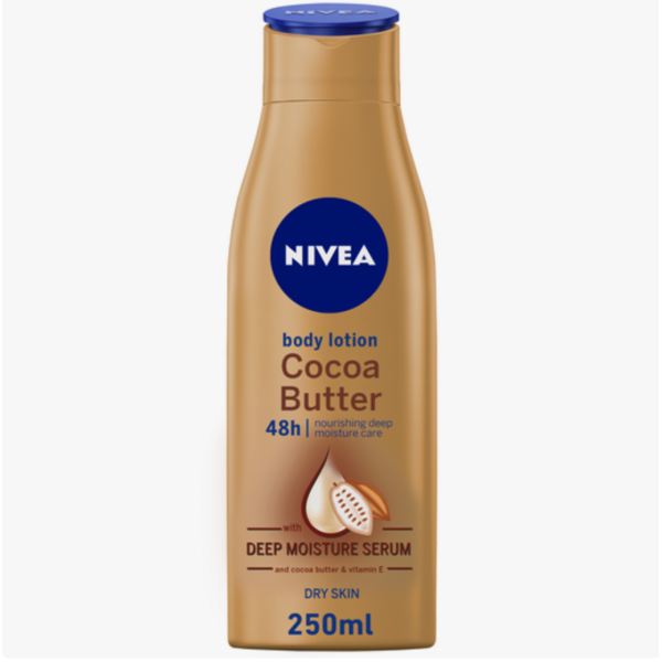 Nivea Cocoa Butter Body Lotion, Cocoa Butter, Vitamin E, For Dry Skin, 250ml