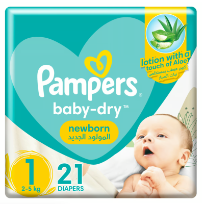 Pampers Baby-Dry Newborn  Size 1 2-5 kg Carry Pack 21 pcs